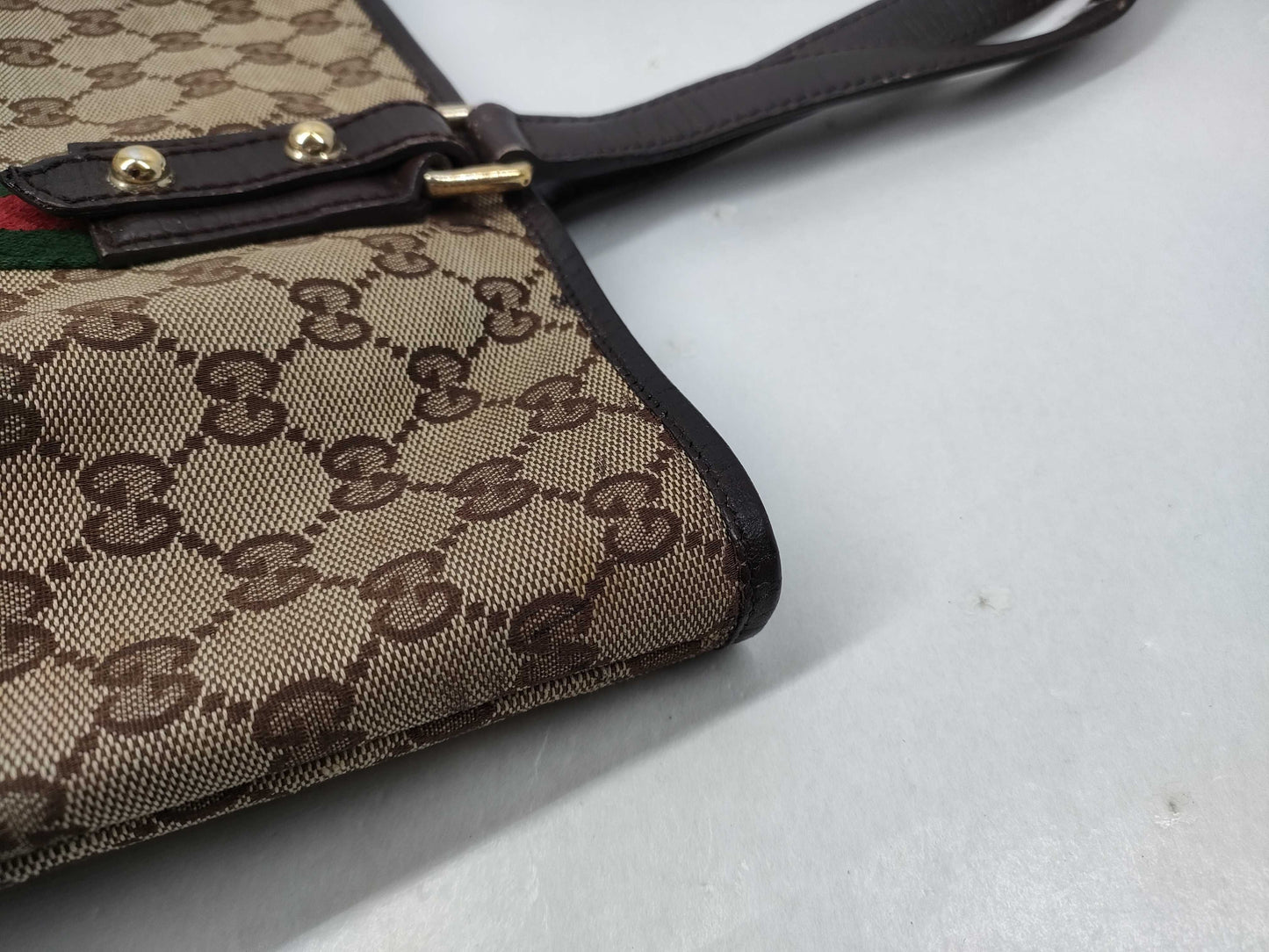 GUCCI GG Canvas Sherry Line Tote Bag