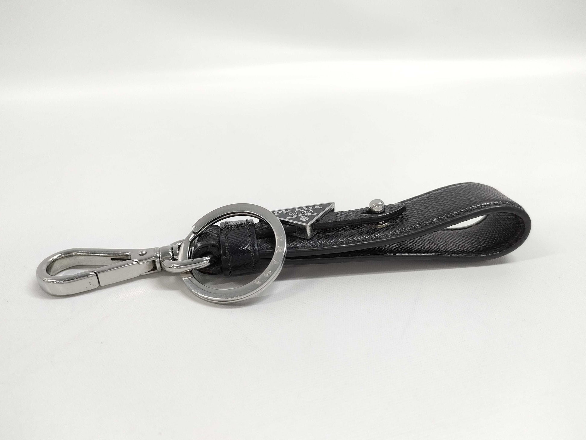 PRADA Saffiano Logo Key Ring Keychain Key Case Keychain