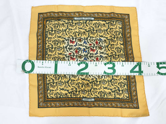 HERMES Carré 45 Petit Carré CHASSE EN INDE Indian Hunting Yellow Scarf