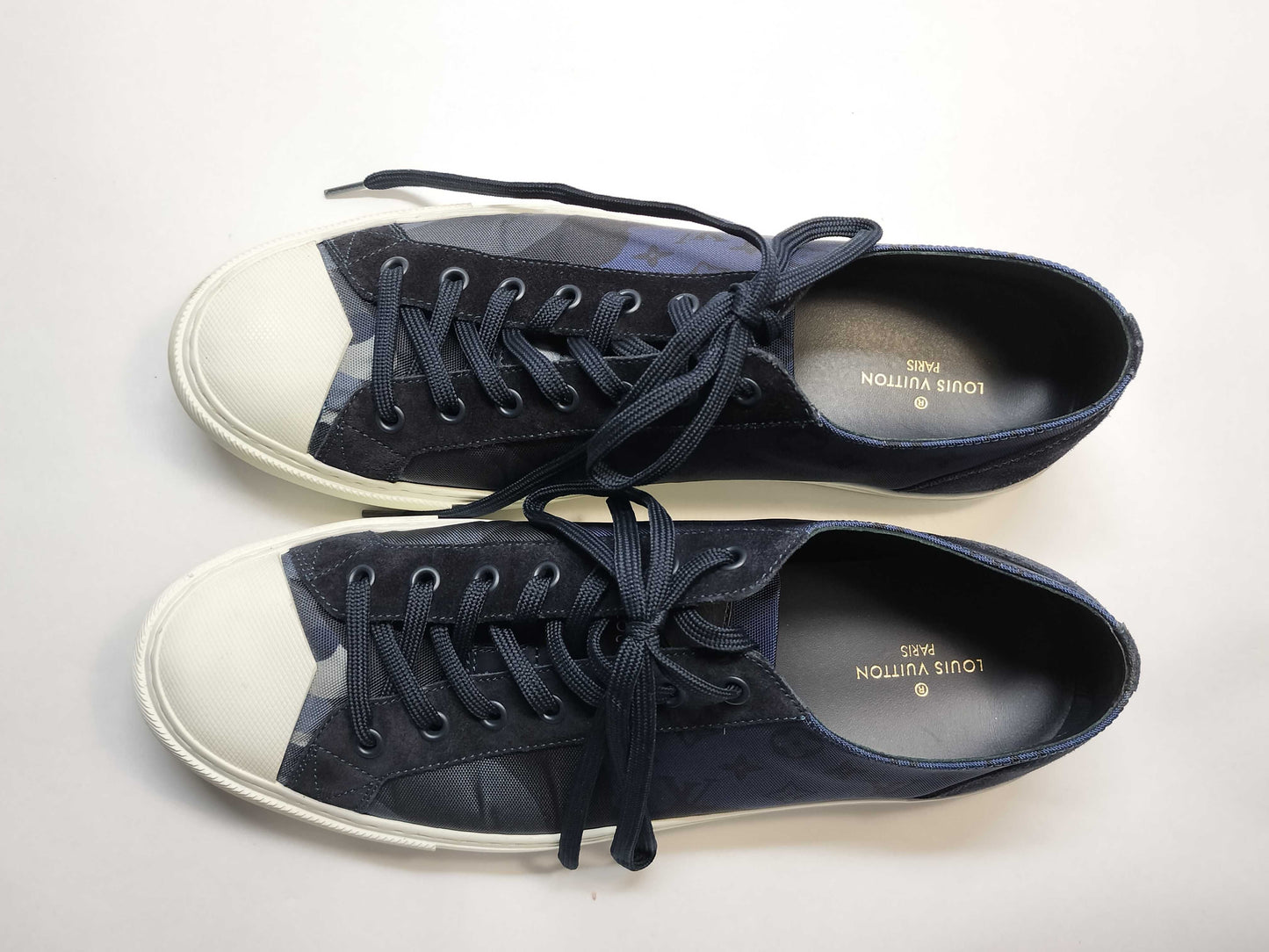 LOUIS VUITTON Tattoo Line Canvas x Leather Navy Sneakers