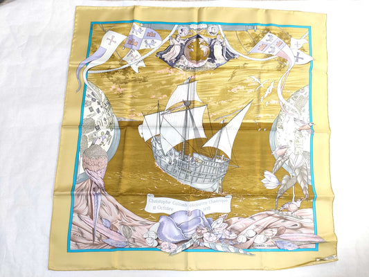 HERMES Christophe Colomb decouvre 1 America 12 Octobre scarf