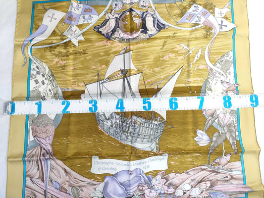 HERMES Christophe Colomb decouvre 1 America 12 Octobre scarf