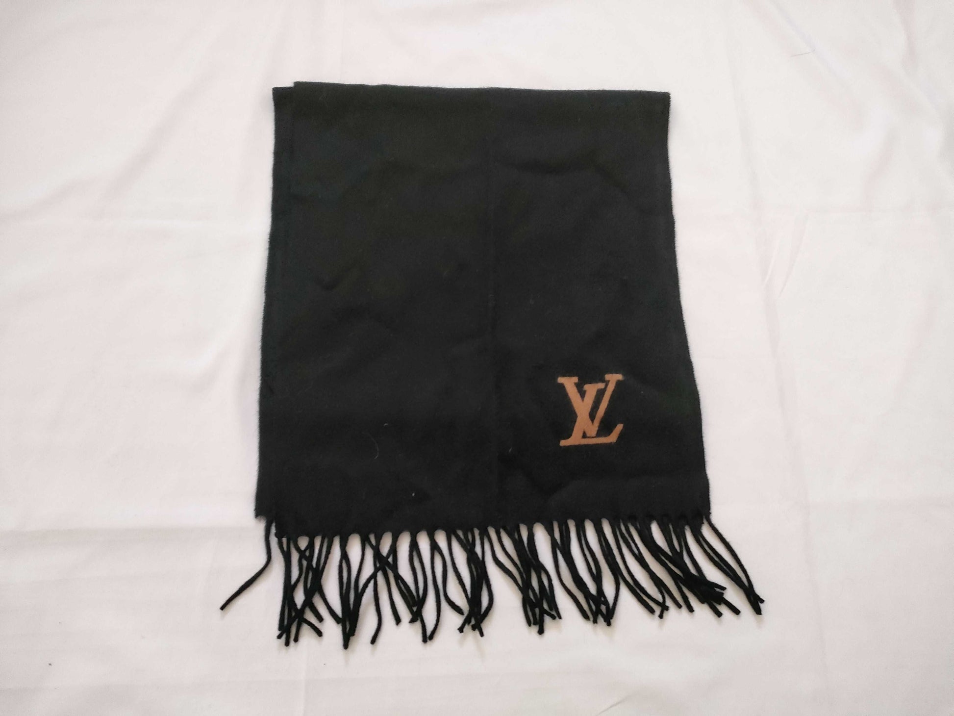 LOUIS VUITTON Cashmere Logo Scarf Black Other Accessories