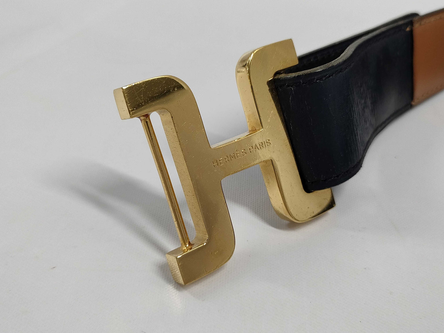 HERMES H buckle 〇J engraved belt