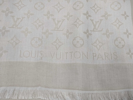 LOUIS VUITTON Large Shawl White Scarf