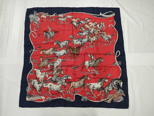 HERMES Carre LES MUSTANGS Scarf