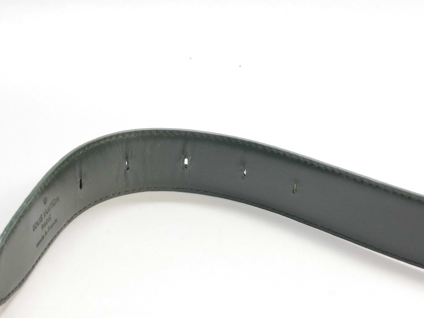 LOUIS VUITTON Taiga Santur Classic Silver Hardware Buckle Belt CT0914