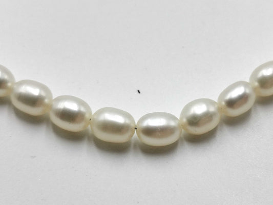 Semi-round pearl necklace, diameter approximately 3.7-3.9mm, 18K gold, 9.1g