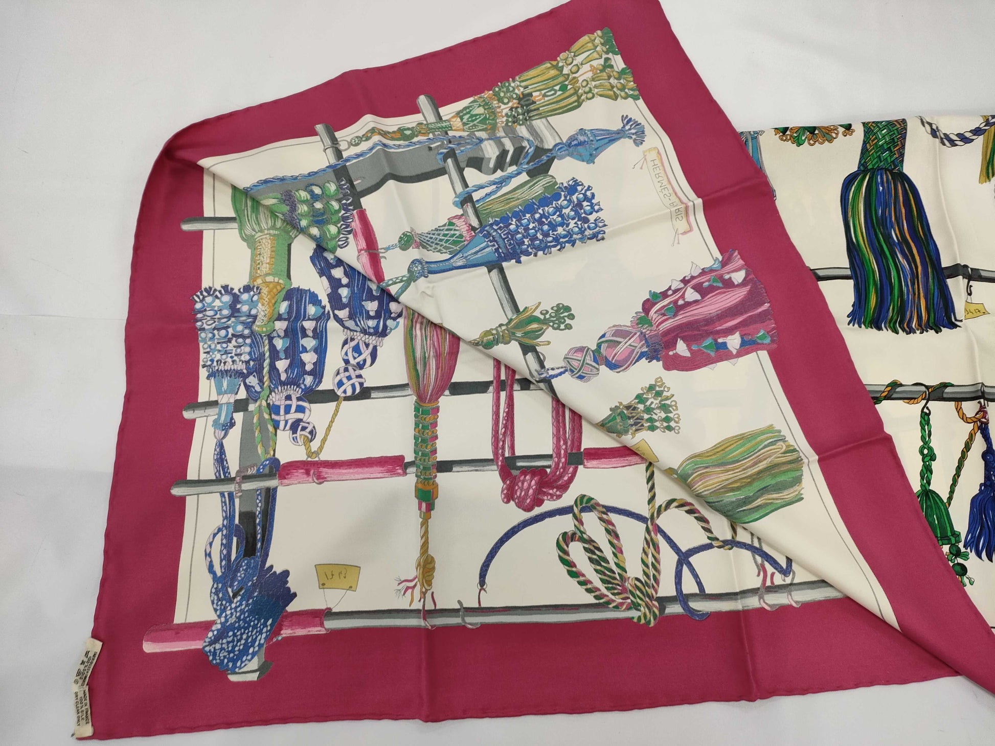 HERMES Carré 90 Passementerie Quadri Scarf with Cord