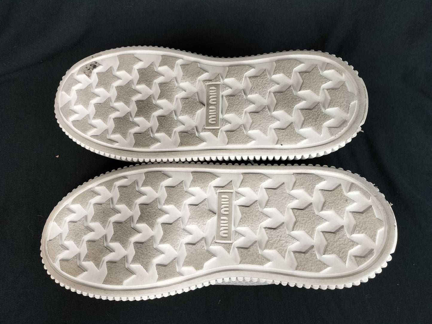 Miu Miu Logo Mesh Sneakers, Size 36, White