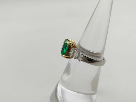 E1.97ct D0.78ct Pt900/K18 5.7g Ring
