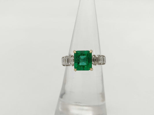 E1.97ct D0.78ct Pt900/K18 5.7g Ring