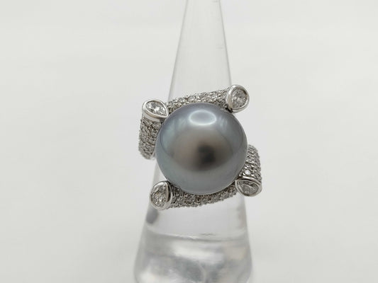 Black Butterfly Pearl Diameter Approx. 15.2mm D3.22ct 750 16.0g Ring