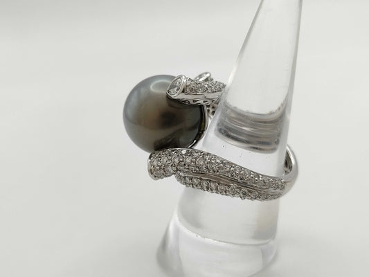 Black Butterfly Pearl Diameter Approx. 15.2mm D3.22ct 750 16.0g Ring
