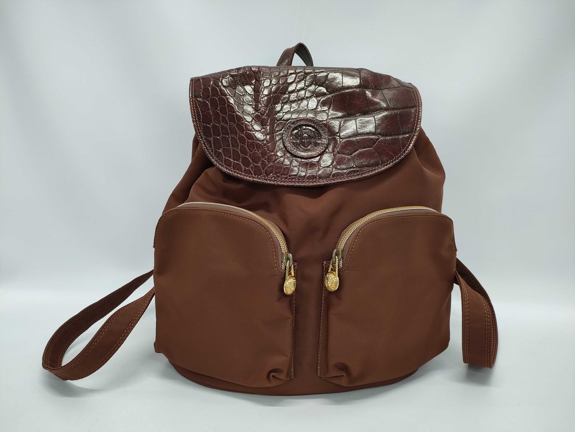 VERSACE Medusa Crocodile/Nylon Backpack