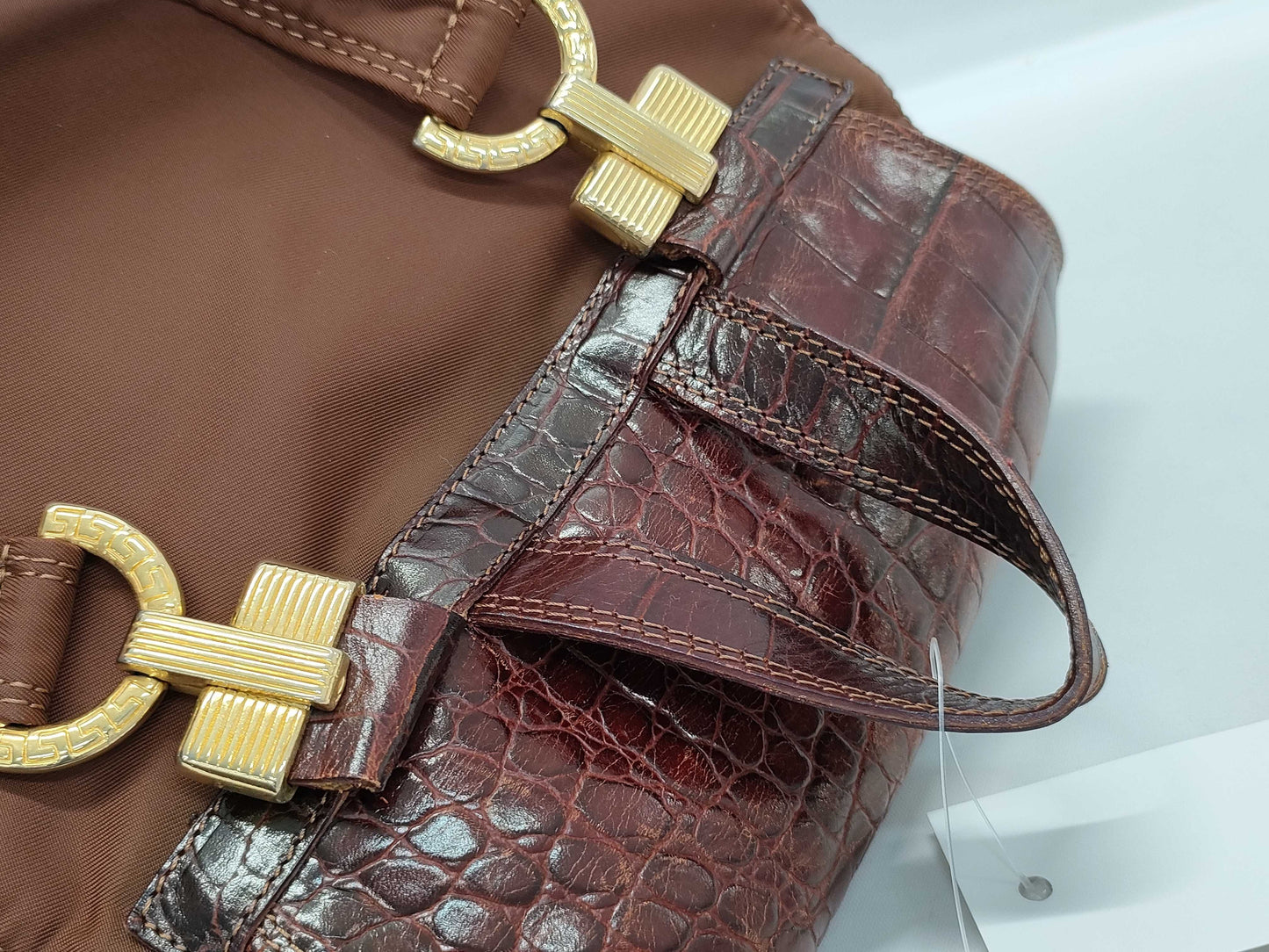 VERSACE Medusa Crocodile/Nylon Backpack