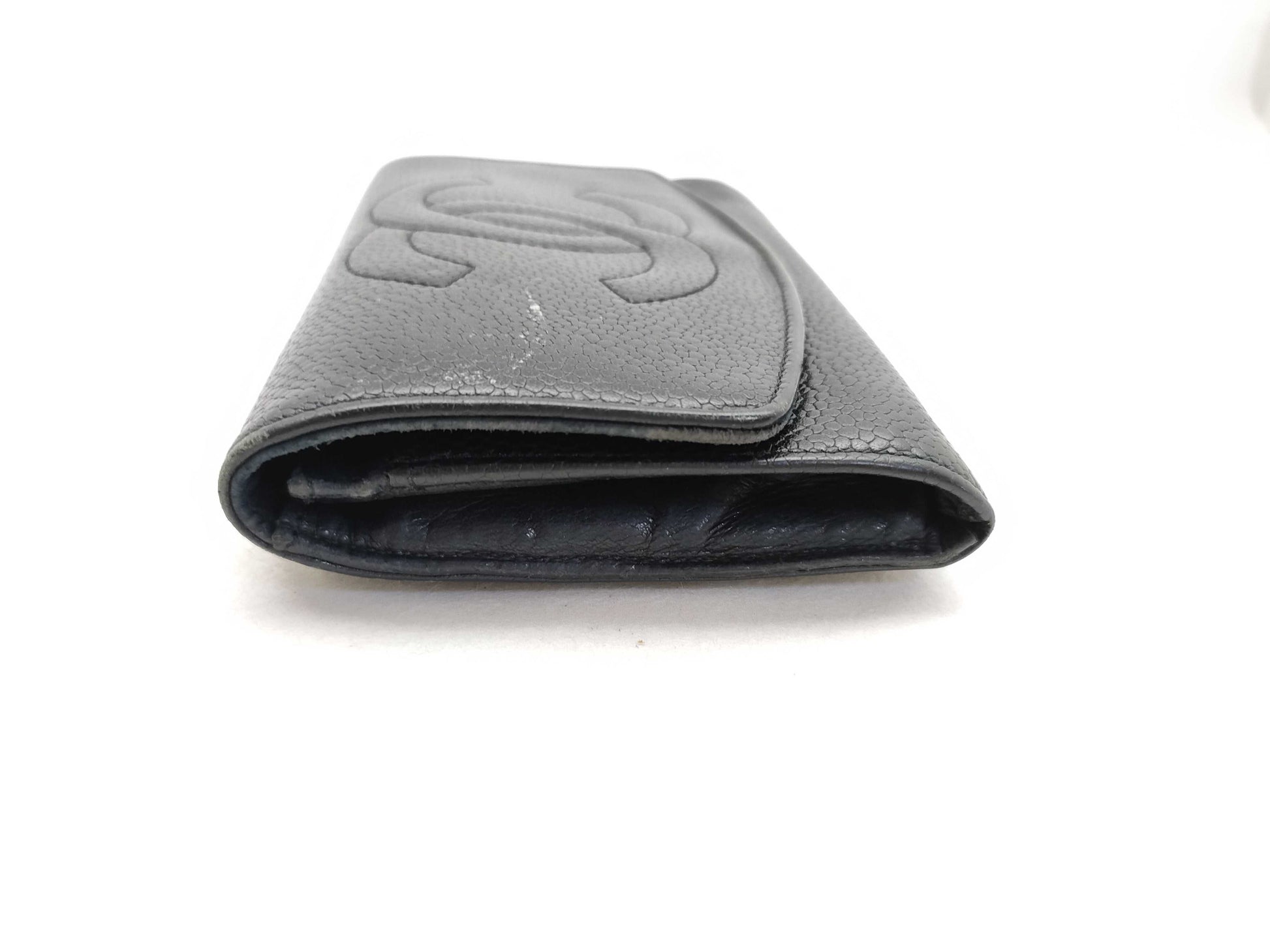 CHANEL Caviar Skin Coco Mark Folding Wallet