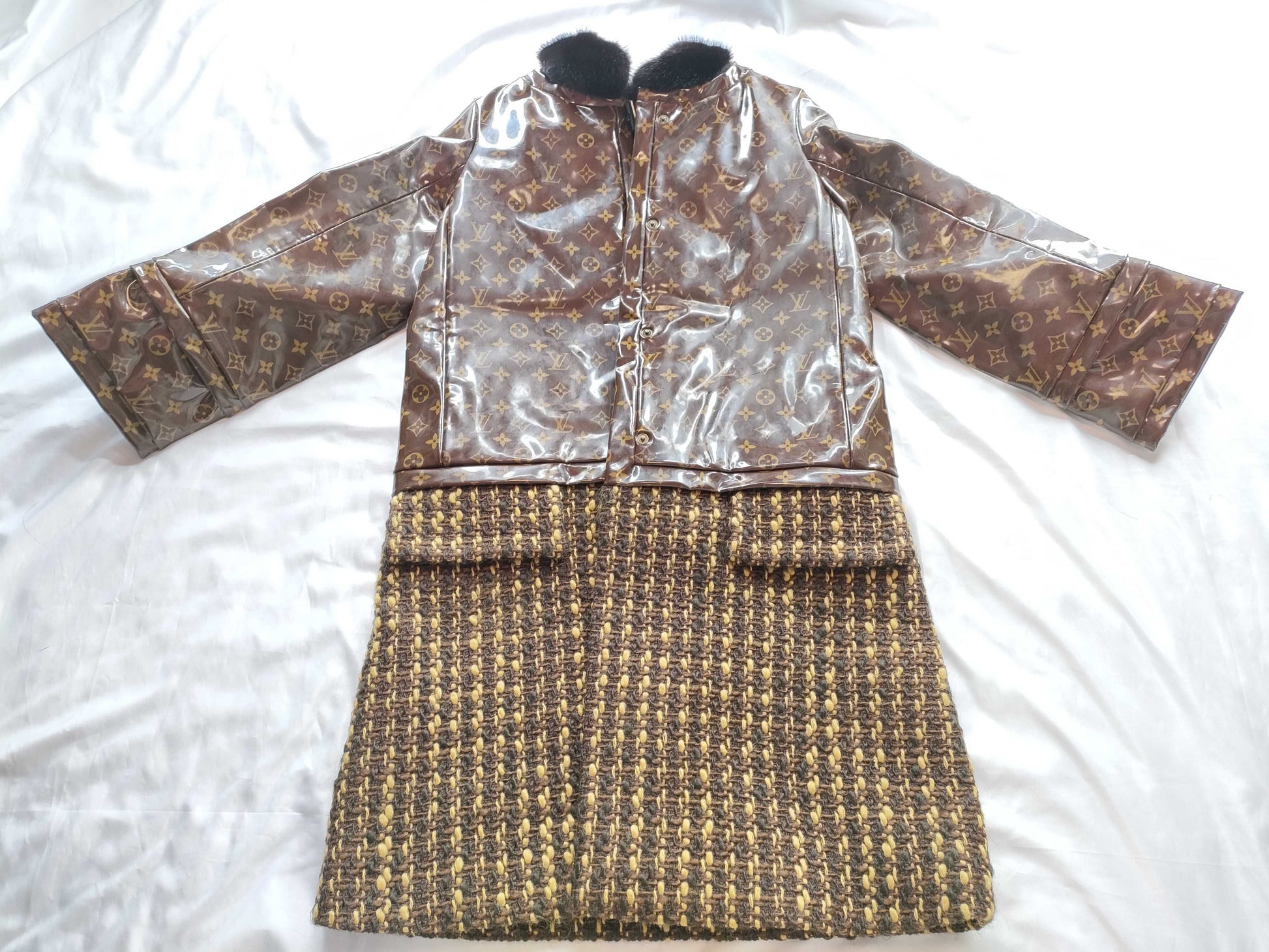 LOUIS VUITTON Monogram Monogram Coat PVC Mink Tweed Coat