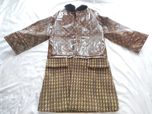 LOUIS VUITTON Monogram Monogram Coat PVC Mink Tweed Coat