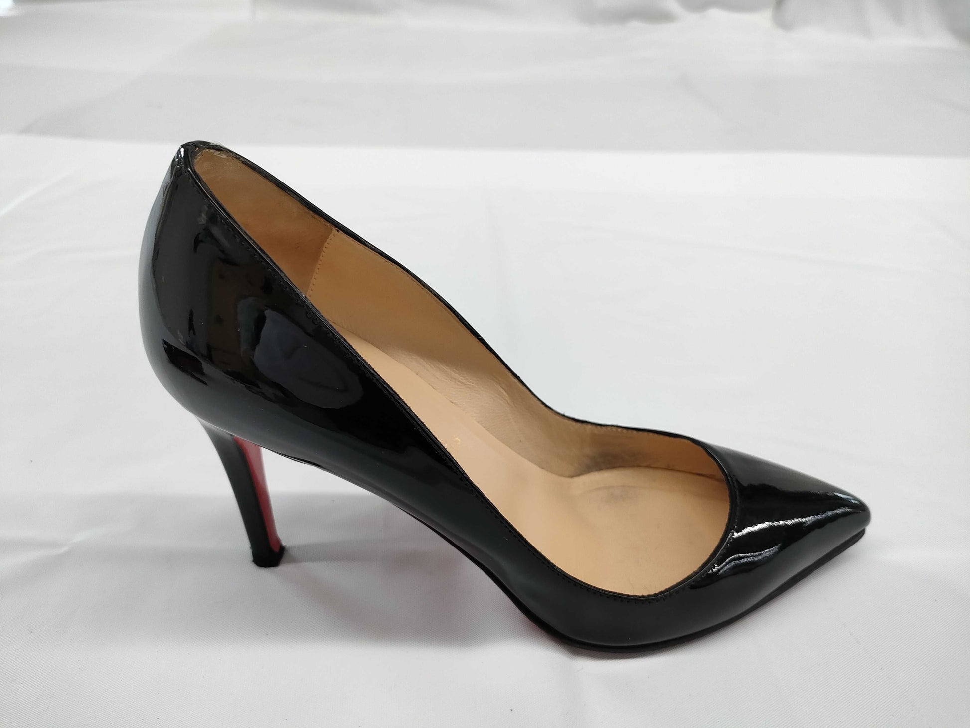 Christian Louboutin Enamel Pointed Toe Stiletto Heel Pumps