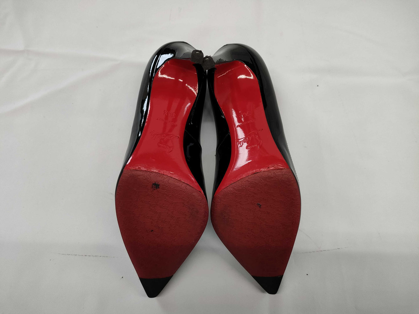 Christian Louboutin Enamel Pointed Toe Stiletto Heel Pumps
