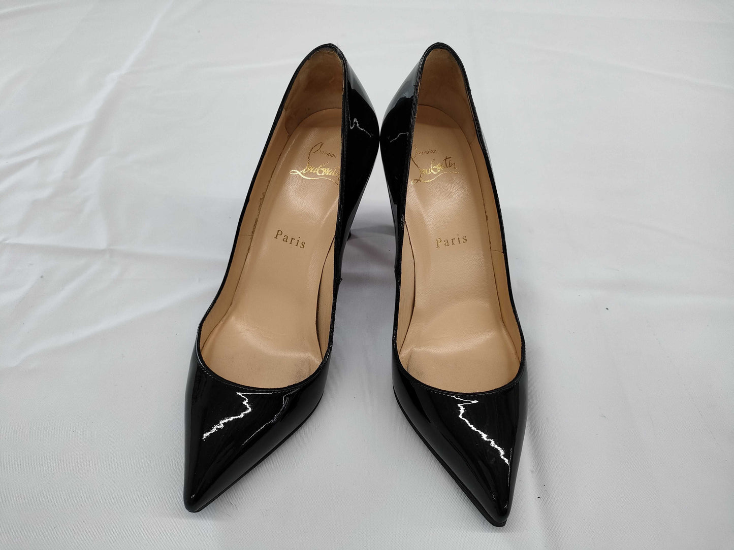 Christian Louboutin Enamel Pointed Toe Stiletto Heel Pumps