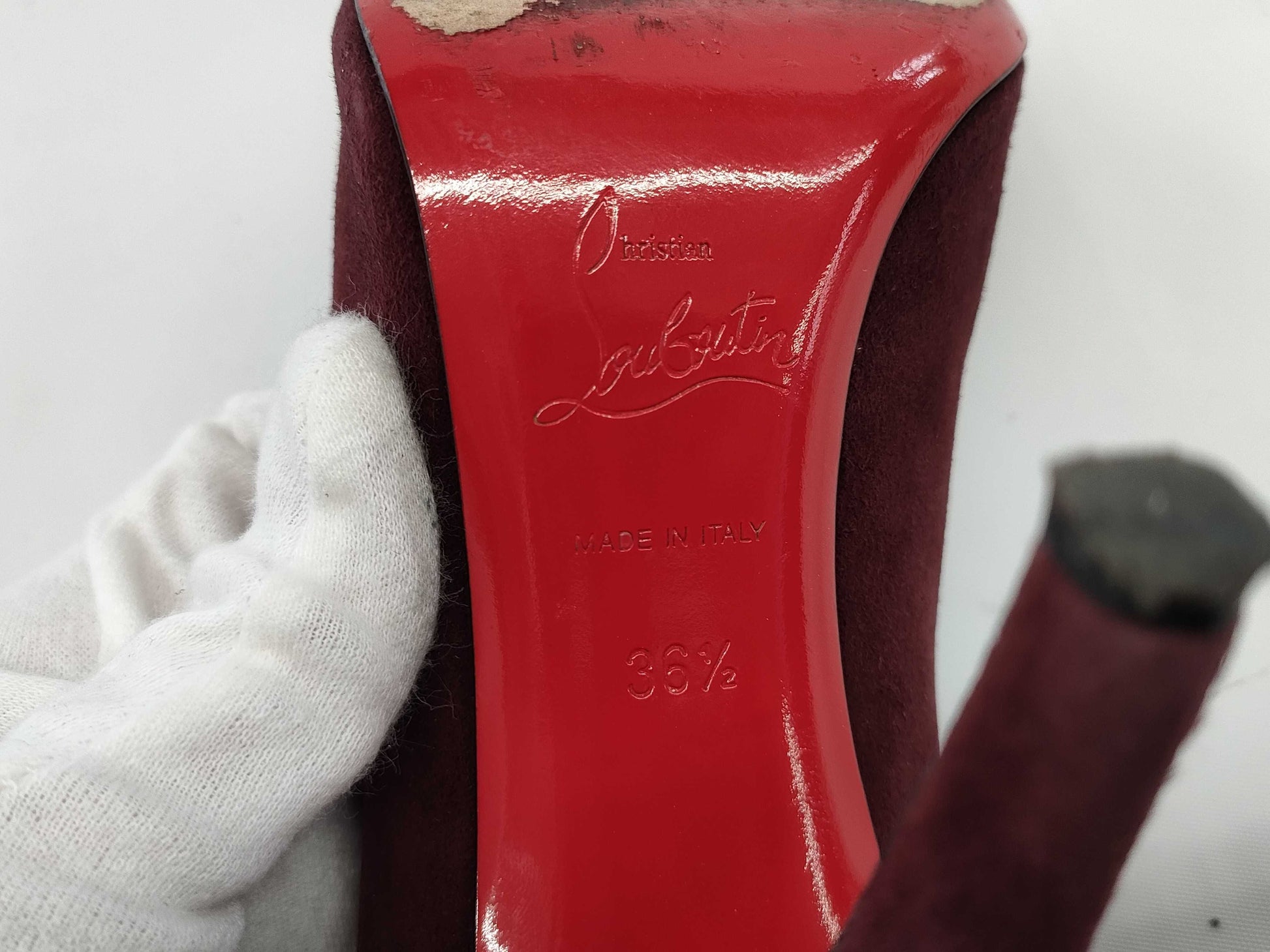 Christian Louboutin Enamel Suede Stiletto Heel Pumps