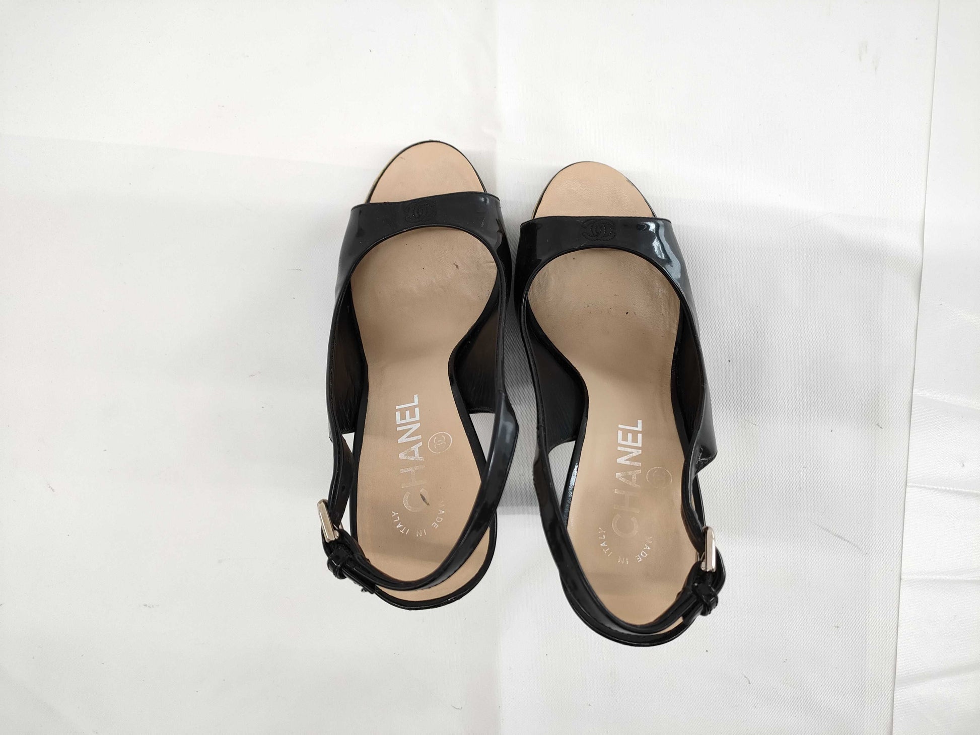 CHANEL Open Toe Coco Stiletto Heel Sandals