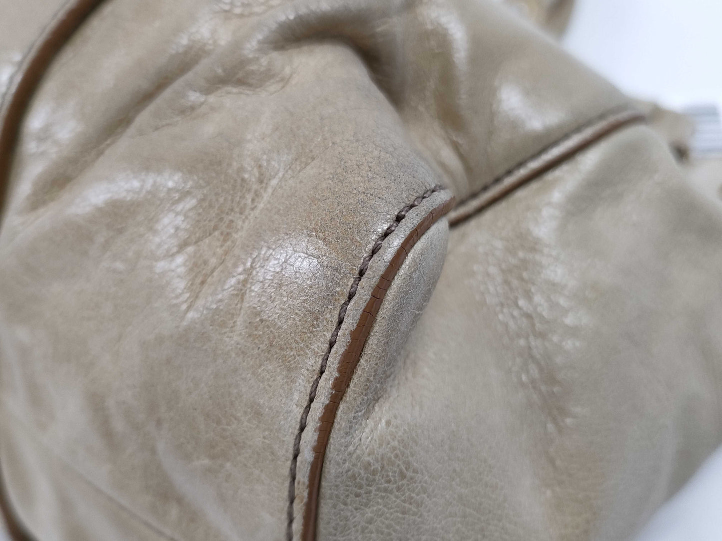 Miu Miu Vettelux Gathered Leather Handbag