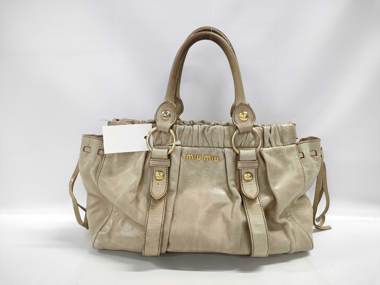 Miu Miu Vettelux Gathered Leather Handbag