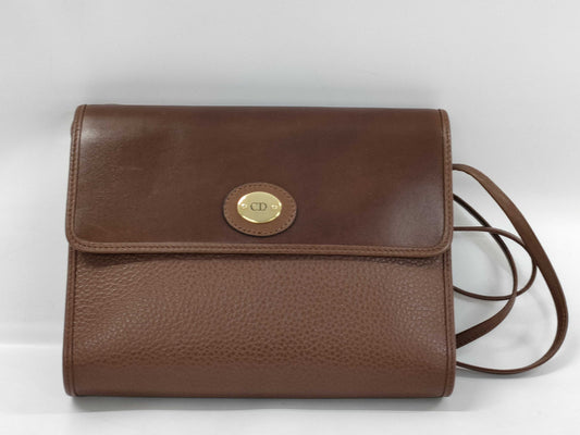 Dior Logo Plate Leather Shoulder Bag
