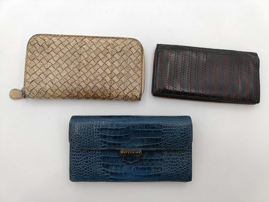 BOTTEGA VENETA Python Anteprima and Crocodile Embossed Long Wallet Set