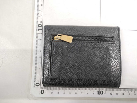 CHANEL Caviar Skin Coco Mark Bifold Wallet