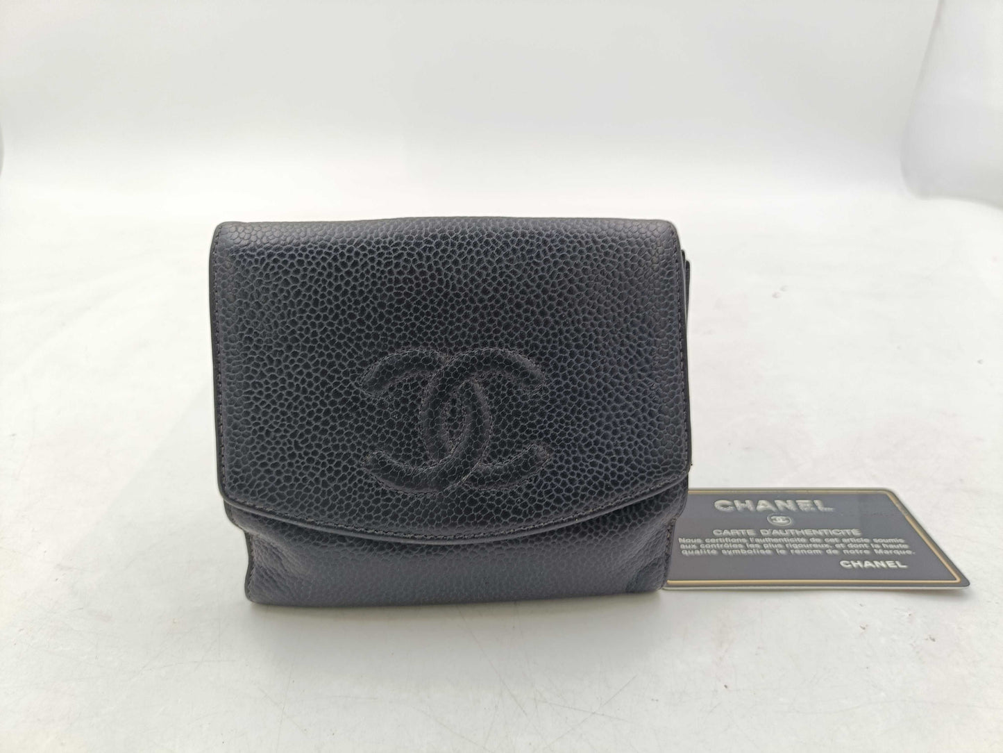 CHANEL Caviar Skin Tri-fold Wallet