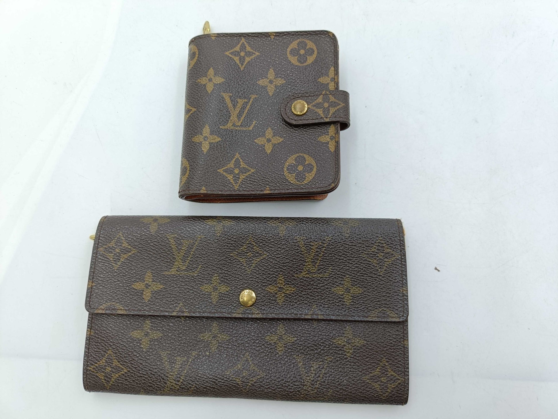 LOUIS VUITTON Monogram Portefeuille Sarah M61734 with Velcro mark/Compact Zip M61667 Wallet