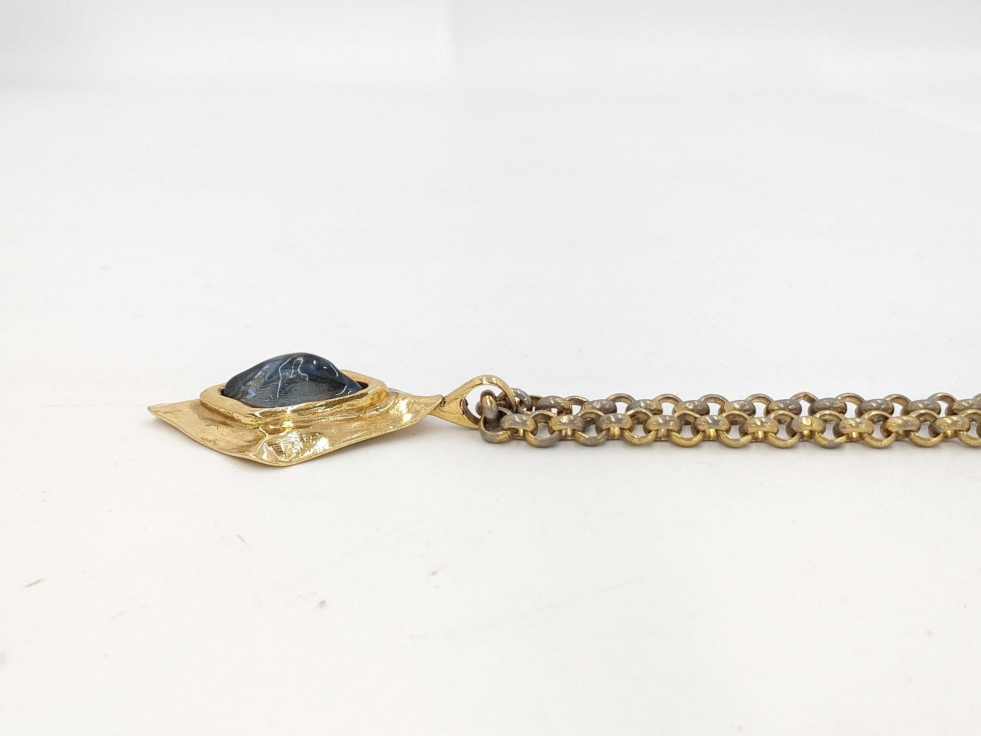 Yves Saint Laurent Stone Gold Chain Necklace