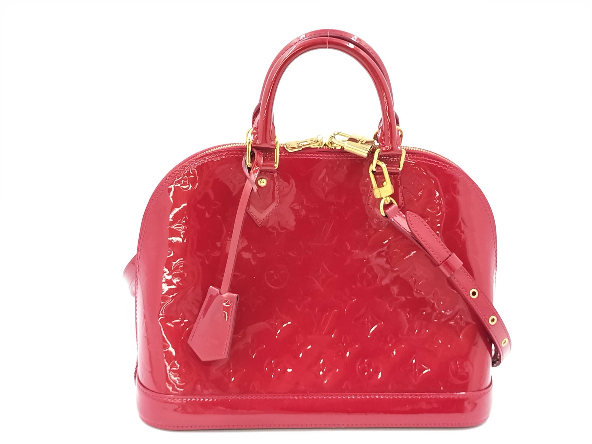 LOUIS VUITTON Vernis M90096 Alma PM Pomme d'Amour Handbag