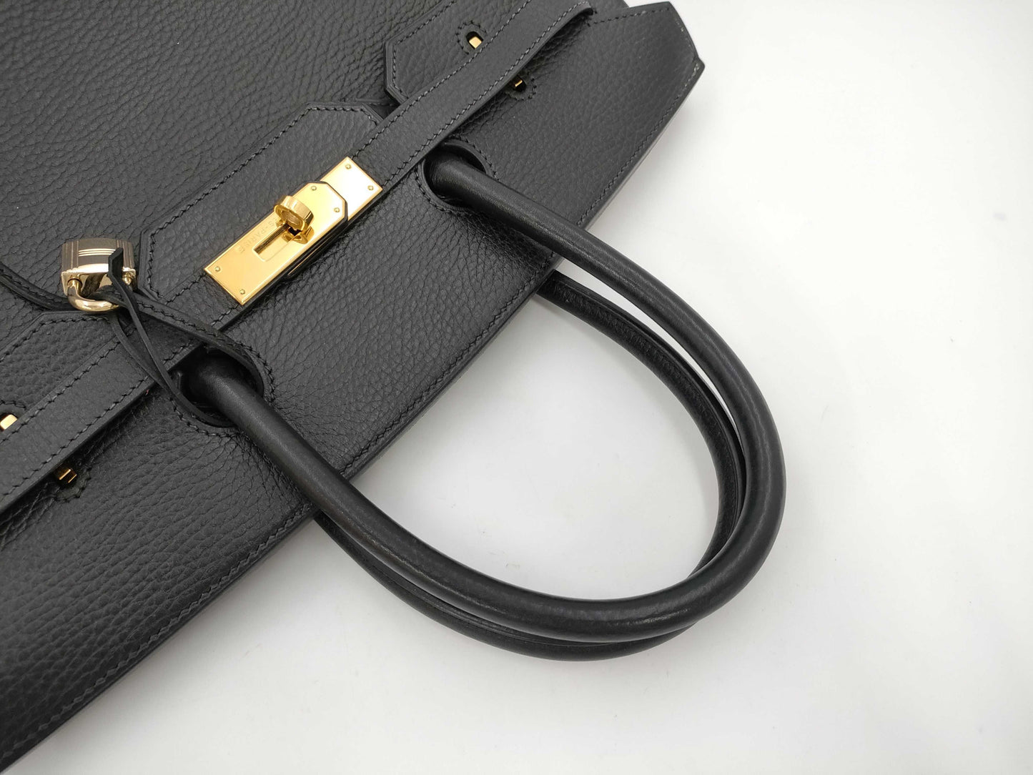 HERMES Birkin 35 Black?? E Stamp G Hardware Tote Bag