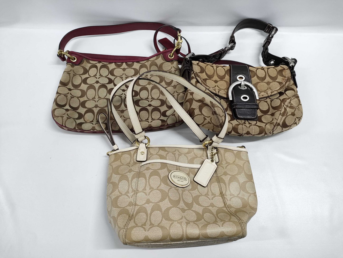 COACH Signature Tote Bag Set with Shoulder Bag