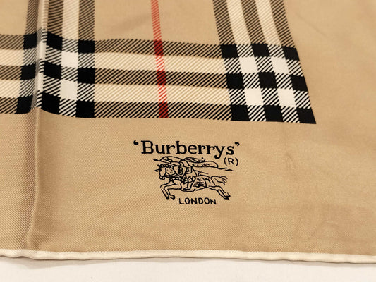 BURBERRY Silk Scarf Check Pattern Scarf