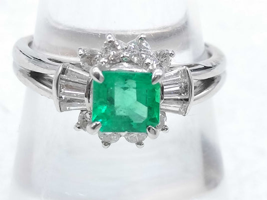 E0.74ct D0.41ct Pt850 5.1g Ring