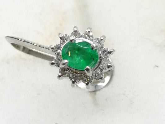 Emerald and Diamond Pt900 1.2g