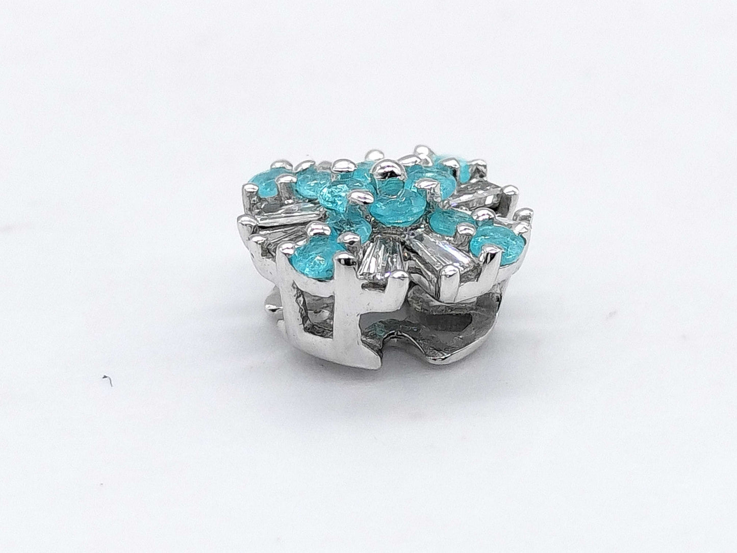 Paraiba tourmaline 0.15ct D0.10ct K18WG 0.7g pendant top