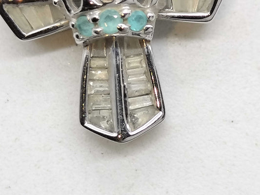 Paraiba tourmaline and diamond pendant top in 18K white gold