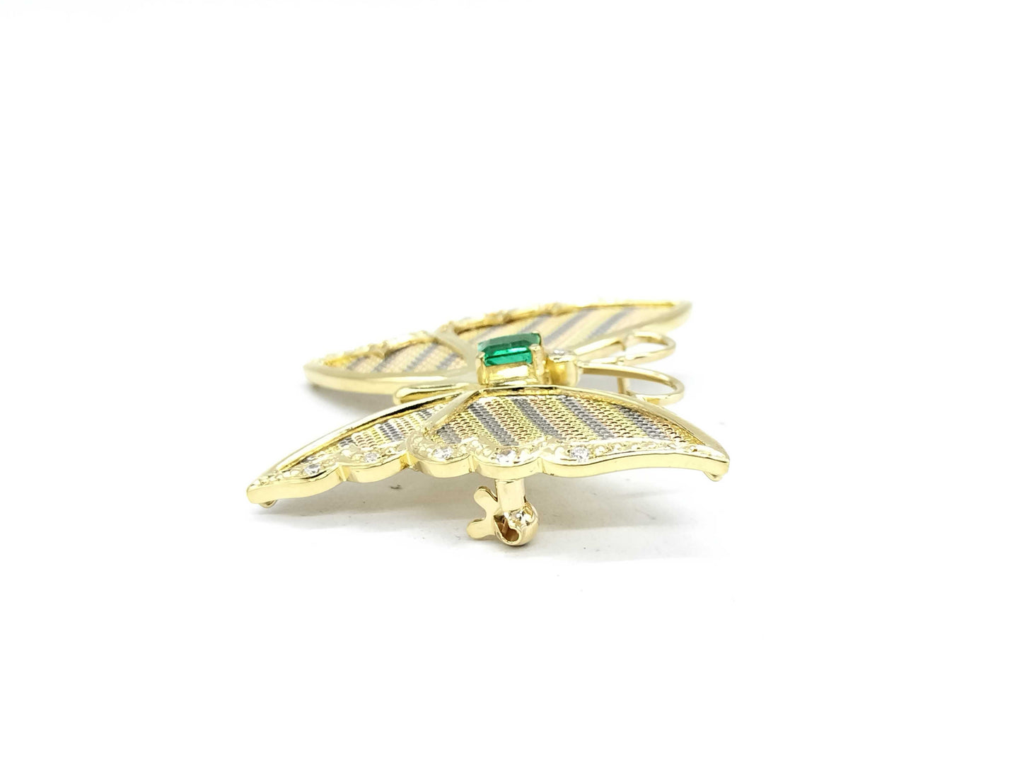 Butterfly motif E0.47ct D0.17ct K18 9.2g brooch