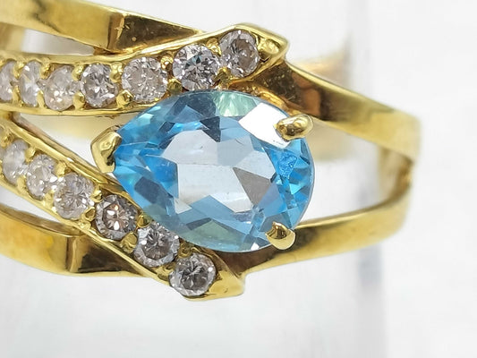 Blue Topaz D0.35ct K18 5.6g Ring