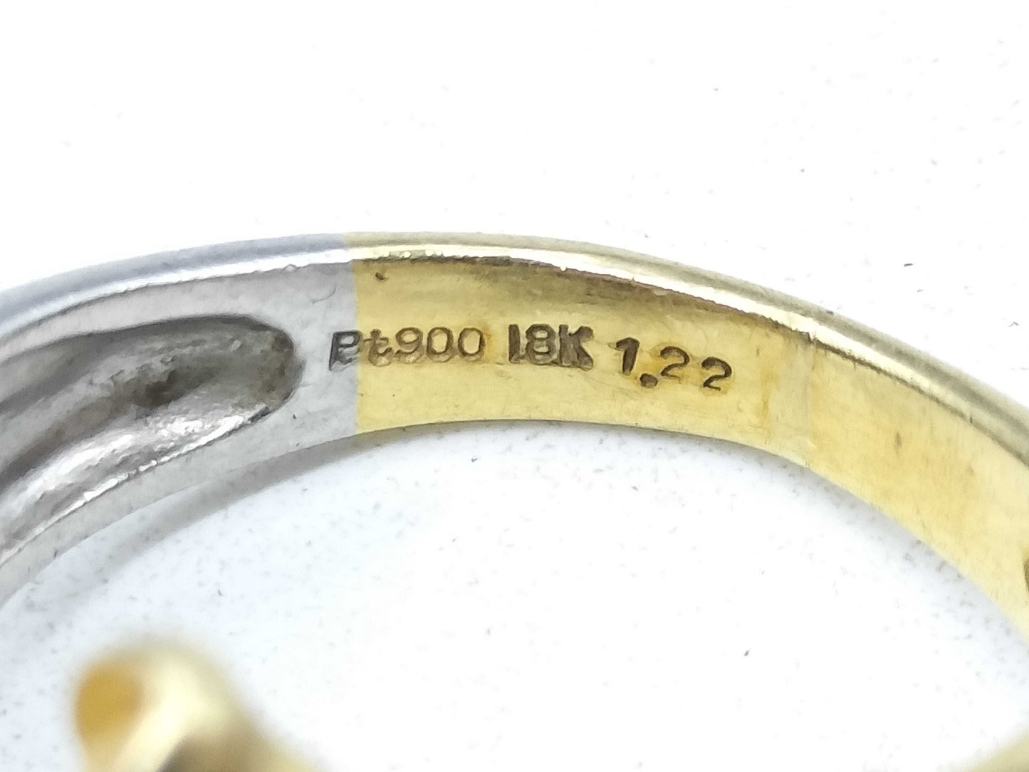 S1.22ct D0.70ct Pt900/K18 7.6g Ring