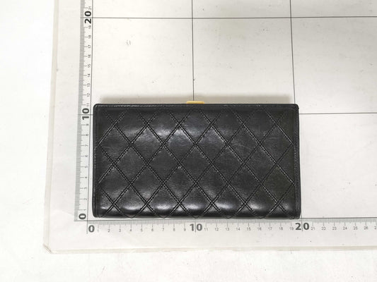 CHANEL Lambskin Long Wallet Coco Black Wallet