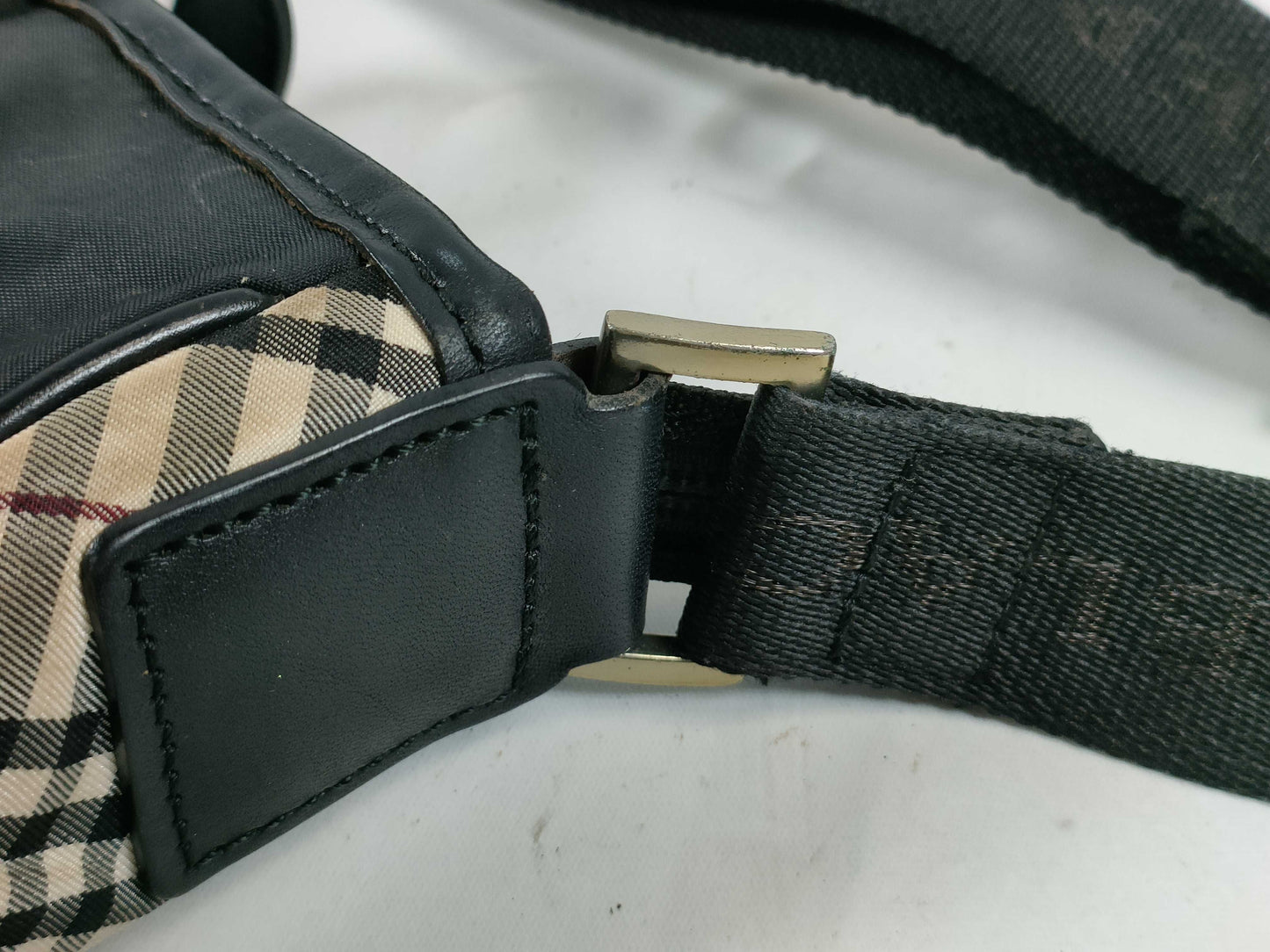 BURBERRY BLACK LABEL Nylon Leather Nova Check Shoulder Bag