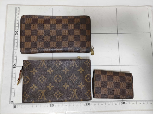 LOUIS VUITTON Monogram Pouch/Damier Long Wallet/Key Case 3-Piece Set Other Accessories